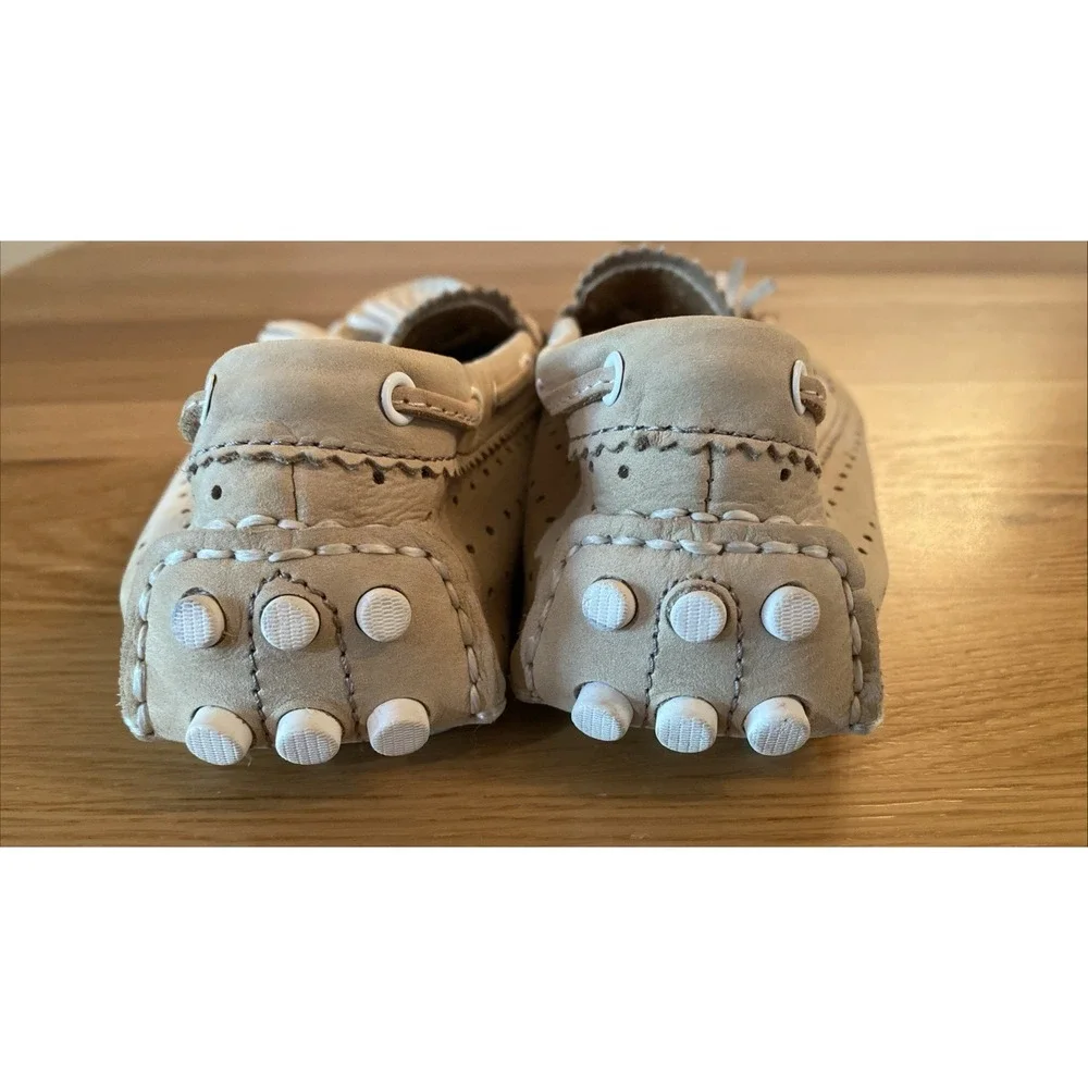Coach Beige Nadia Moccasins Bone Leather Driving Shoes Tassels Flats Slip On‎ -7